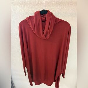 Zenana Outfitters Rich Red Cowl Neck Sweater